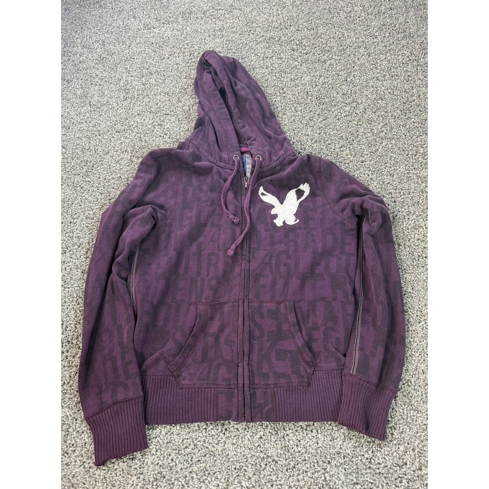 Vintage Y2K American Eagle Full Zip Hoodie Women's Size Large Purple